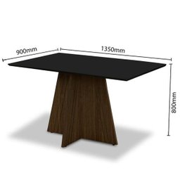 Conjunto de Mesa para Sala de Jantar com 4- Dobue - Castanho / Preto / Grafite Vlp Bordado - 3