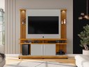 Ver imagem 1 de Home Theater York Led Ripado Naturalle/off White - Bechara Móveis