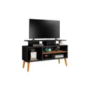 Ver imagem 2 de Rack para Tv de 42 Pés de Madeira Suporte Robusto 110cm:preto/canela