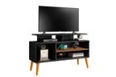 Ver imagem 2 de Rack para Tv de 42 Pés de Madeira Suporte Robusto 110cm:preto/canela
