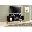 Ver imagem 1 de Rack para Tv de 42 Pés de Madeira Suporte Robusto 110cm:preto/canela
