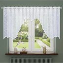 Ver imagem 1 de Cortina Renda Cascata Floral Branca Cozinha