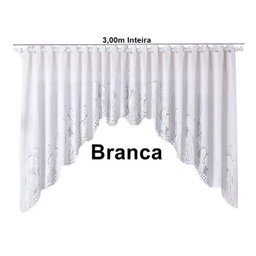 Cortina Renda Cascata Tulipinhas Branca Cozinha - 3