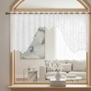 Ver imagem 2 de Cortina Renda Cascata Floral Branca Cozinha