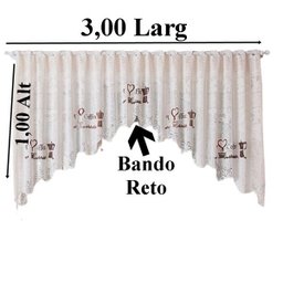Cortina Renda Cascata Cozinha Creme Grãos Café 3x1,00 Alt - 4