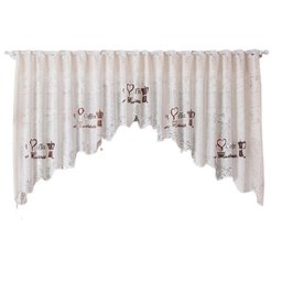 Cortina Renda Cascata Cozinha Creme Grãos Café 3x1,00 Alt - 2