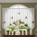 Ver imagem 5 de Cortina Renda Cascata Cozinha Creme Bule Vermelho 3x1,00 Alt