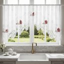 Ver imagem 1 de Cortina Renda Cascata Cozinha Creme Bule Vermelho 3x1,00 Alt