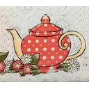 Ver imagem 3 de Cortina Renda Cascata Cozinha Creme Bule Vermelho 3x1,00 Alt