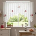 Ver imagem 7 de Cortina Renda Cascata Cozinha Creme Bule Vermelho 3x1,00 Alt