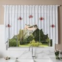 Ver imagem 2 de Cortina Bando Renda Cascata Branca 3,00 m X 1,00 Alt Rosas