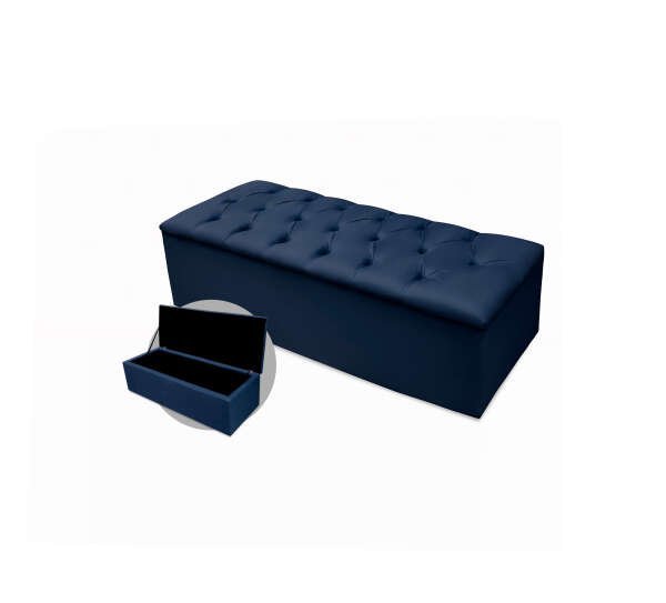 Calçadeira Baú Mirage King Size 195cm Suede - Renascer Decor:Azul Marinho - 1