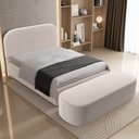 Ver imagem 2 de Cabeceira Cama Box Queen 160cm Lanna com Puff Recamier Doha W01 Bouclê Creme - Lyam Decor