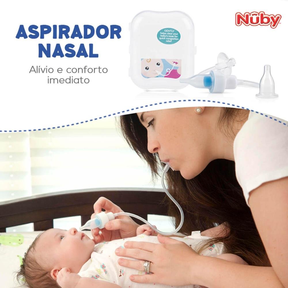 Aspirador Nasal Bebê com Filtro Estojo Nûby Sugador Limpador Higiene Infantil Transparente - 5