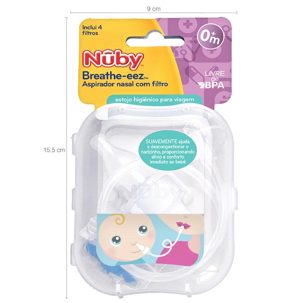 Aspirador Nasal Bebê com Filtro Estojo Nûby Sugador Limpador Higiene Infantil Transparente - 4