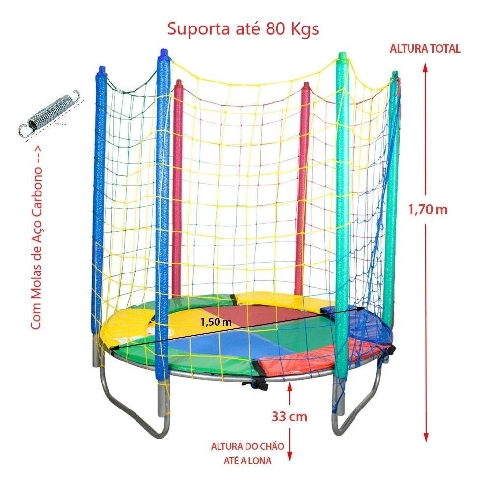 Cama Elástica Pula Pula 1,50m Colorida Nacional PapiBrink - 2