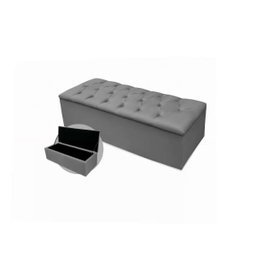Calçadeira Baú Mirage Casal 140cm Suede - Renascer Decor:Cinza - 1