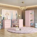 Ver imagem 1 de Conjunto Berço, Cômoda Trocador e Guarda Roupa Rosa