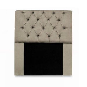 Cabeceira Mirage para Cama Box Solteiro 90cm com Capitonê Suede - Renascer Decor:Bege