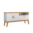 Ver imagem 1 de Rack Si Estilo Retrô 1.40m para Tv até 55'' Polegadas Cor Branco / Cinamomo