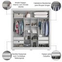 Ver imagem 4 de Guarda Roupas Casal com Espelho 2 Portas de Correr 4 Gavetas Titanium Zanzini Branco