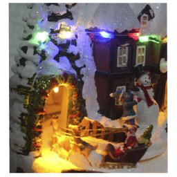 Decoração Cenário Natalino Trenó Em Movimento Com LED 21cm - 4