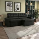 Ver imagem 1 de Sofá Retrátil com Baú Space 260cm Suede Mescla Grafite Kappesberg