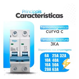 Disjuntor Bipolar Duplo Elgin 6a 10a 16a 20a 25a 40a 100a Og - 2