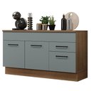 Ver imagem 3 de Balcão Gabinete de Pia Cozinha 150 cm 2 Gavetas 2 Portas (Com Tampo) Rustic/Cinza Agata Madesa