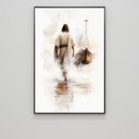 Ver imagem 3 de Quadro Decorativo Exclusivo Jesus sobre Águas Sala Quarto Casa Escritório