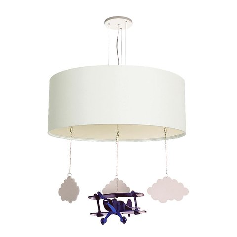 Luminária de Teto Pendente Infantil Avião 30cm:branco6199
