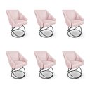 Ver imagem 1 de Kit 6 Poltronas Luxo Alana Suede Rosa Bebê Base Luxo Preto - Pallazio