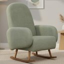 Ver imagem 2 de Poltrona de Amamentação com Balanço Base Milka Dolce D02 Bouclê Verde Oliva C-199 - Lyam Decor