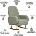 Ver imagem 4 de Poltrona de Amamentação com Balanço Base Milka Dolce D02 Bouclê Verde Oliva C-199 - Lyam Decor