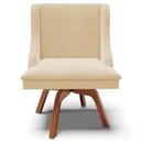 Ver imagem 4 de Kit 6 Cadeiras Decorativas Sala de Jantar Base Giratória de Madeira Firenze Suede Bege/natural G19