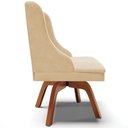 Ver imagem 2 de Kit 6 Cadeiras Decorativas Sala de Jantar Base Giratória de Madeira Firenze Suede Bege/natural G19
