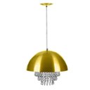 Ver imagem 2 de Lustre Pendente Meia Lua 40cm Dourado Com Cristais Acrilicos