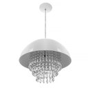 Ver imagem 1 de Lustre Pendente Meia Lua 40cm Branco Com Cristais Acrilicos