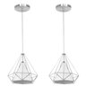 Kit 2 Pendente Aramado Piramidal 25cm Cromado Cúpula Branca - 1