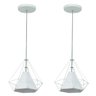 Kit 2 Pendente Aramado Piramidal 25cm Branco Cúpula Branca - 1
