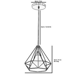 Kit 2 Pendente Aramado Piramidal 25cm Branco Cúpula Branca - 4