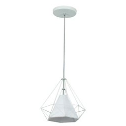 Kit 2 Pendente Aramado Piramidal 25cm Branco Cúpula Branca - 2