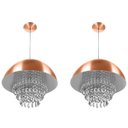 Ver imagem 1 de Kit 2 Lustre Pendente Meia Lua 40cm New Cobre Cristais Acr.