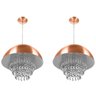 Kit 2 Lustre Pendente Meia Lua 40cm New Cobre Cristais Acr. - 1