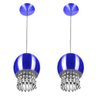Kit 2 Pendente Bola Pequena 15cm Azul Met. Cristal Acrilico - 1