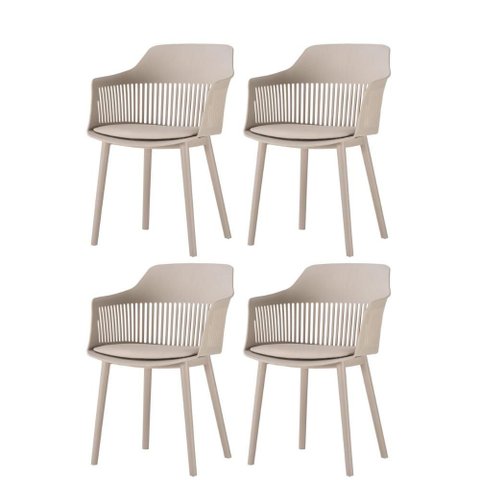 Kit 4 Cadeiras Marcela Almofada em Pu Polipropileno Nude