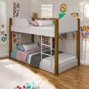 Ver imagem 1 de Beliche Infantil Soft com Colchões MDF Branco e Mel Divaloto Móveis