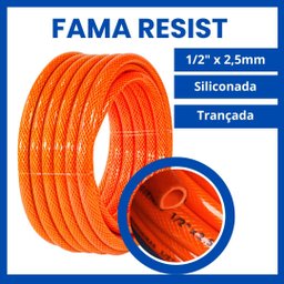 Mangueira Trançada e Siliconada FAMA - 1/2x2,5 Resist 50 metros Laranja - 2