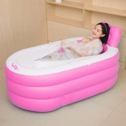 Banheira Inflável Portátil com Encosto 150l Vg Plus Rosa - 2