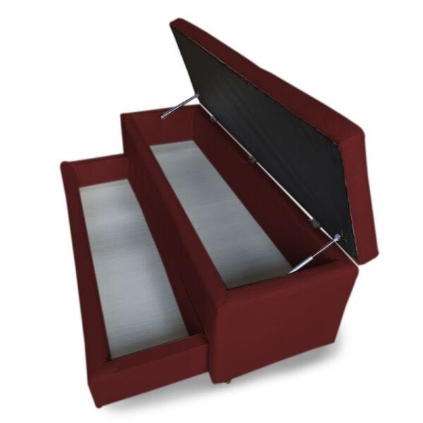 Calçadeira Baú com Sapateira Casal 140cm Paris Suede Bordô - Sheep Estofados - Vermelho Escuro - 4